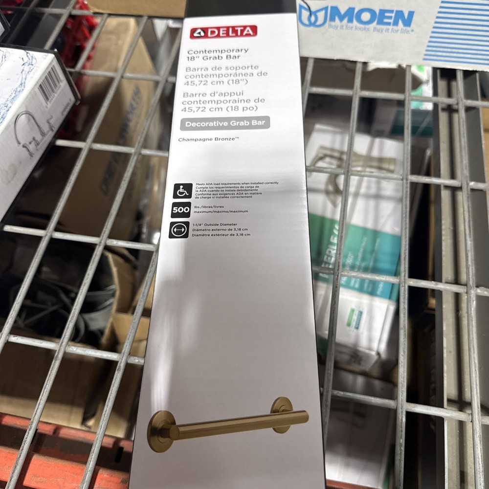 Delta Delta 41818-CZ 18″ Contemporary Grab Bar Champagne Bronze ADA Compliant