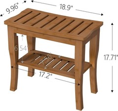 Water-Resistant Waterproof Bamboo Shower Bench – Versatile – 18.9″x18.11″x9.96″