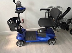 Electric Blue/Black 4-Wheel Mobility Scooter w/ Front Basket & Padded Armrests