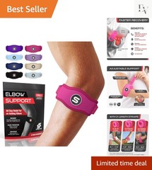 Durable Hot Pink Elbow Brace for Tennis & Golf – Adjustable Support for Recovery