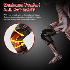 2x Copper Knee Sleeves Silver Compression Brace Support Sport Joint Injury Pain