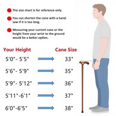 Wooden Cane with 4 Size for Men & Women & Seniors, 35 Inch Handmade Wood Walk