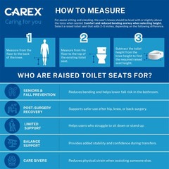 Carex E-Z Lock Raised Toilet Seat, Adds 5 Inches to Toilet Height, Elderly and H