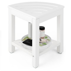 2-Tier Waterproof Shower Stool Corner Shower for Indoor Outdoor Use White