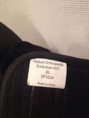 Global Orthopedic Evolution 631 Spinal Back Brace Gel Pack Size XL 45″-50″ Waist