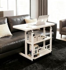 Vebacidi Medical Overbed Bedside Table Two Shelves And Wheels Hospital And Home