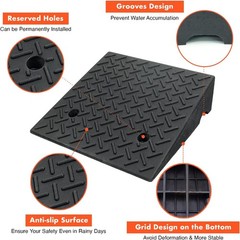 Weather-Resistant Rubber Curb Ramps – 2 PCS, 19.6″ x 19.6″ x 6″ for Safe Access