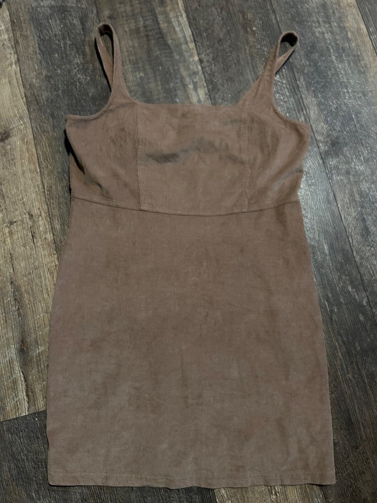 hollister corduroy strap dress brown