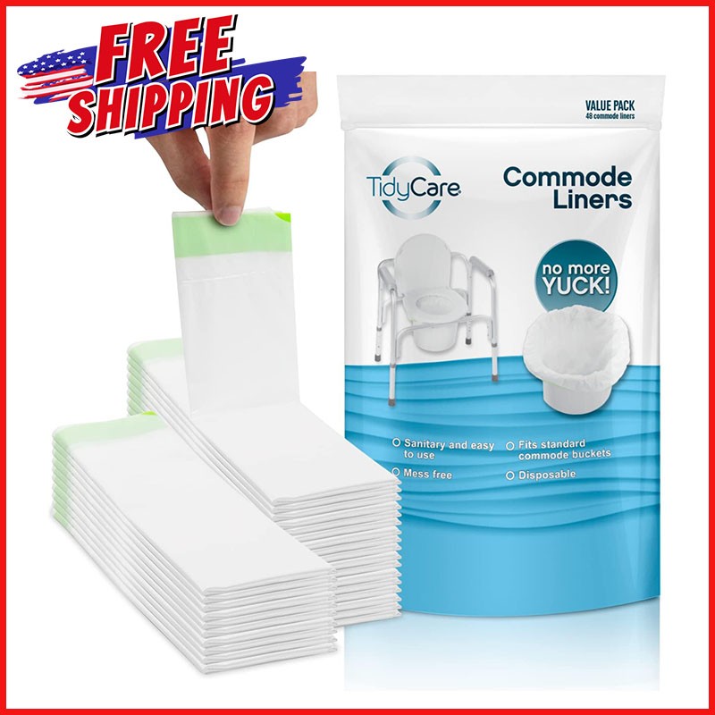 48 DISPOSABLE WASTE BAGS Commode Liners Portable Toilet Chair Bucket Adults NEW