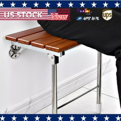 14.9″x12.2″ Folding Shower Seat – Wall Mounted – Solid Wood Fold Down Spa Bench