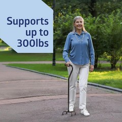 Medline Aluminum Quad Cane with Large Base – Height Adjustable 29-38in – Support