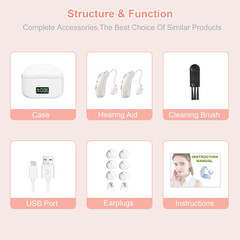 New BTE invisible hearing aid, 6 volume levels, 2 noise reduction modes