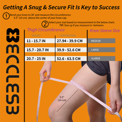 ECCLES3 – 2 Pack – Knee Compression Sleeves for Knee Pain – Unisex, Men, Women