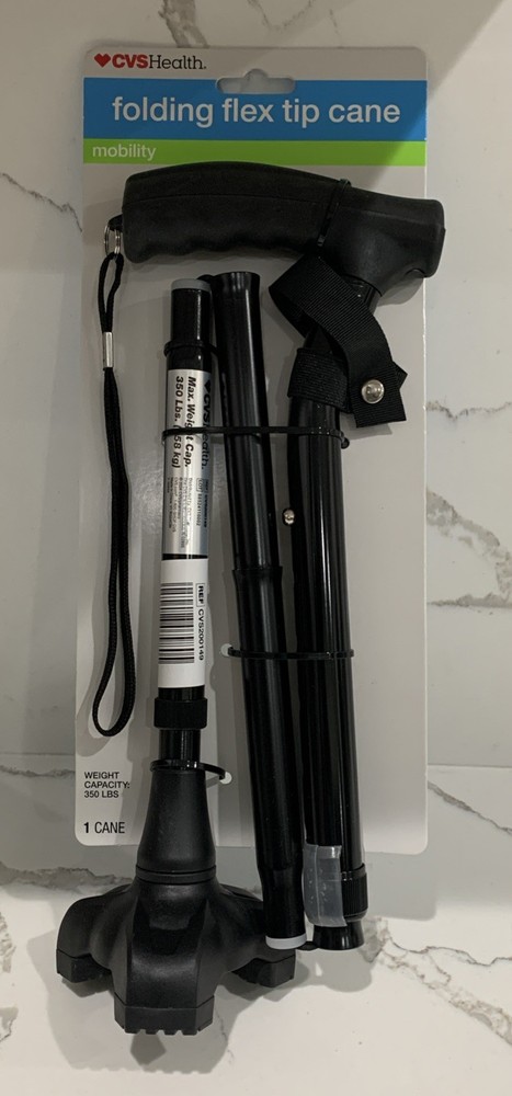 CVS Health Folding Flex Cane Black Mobility NEW
