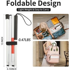 Folding Blind Cane Walking Stick for Visually Impaired Non Slip Lightweight