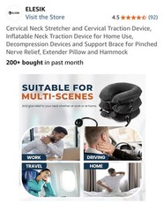 Elesik Neck Traction Device Inflatable & Adjustable Stretcher Collar NEW