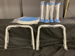 Adjustable Bath Shower Swivel Non Slip Stool Seat Blue Silver Vaunn Medical New