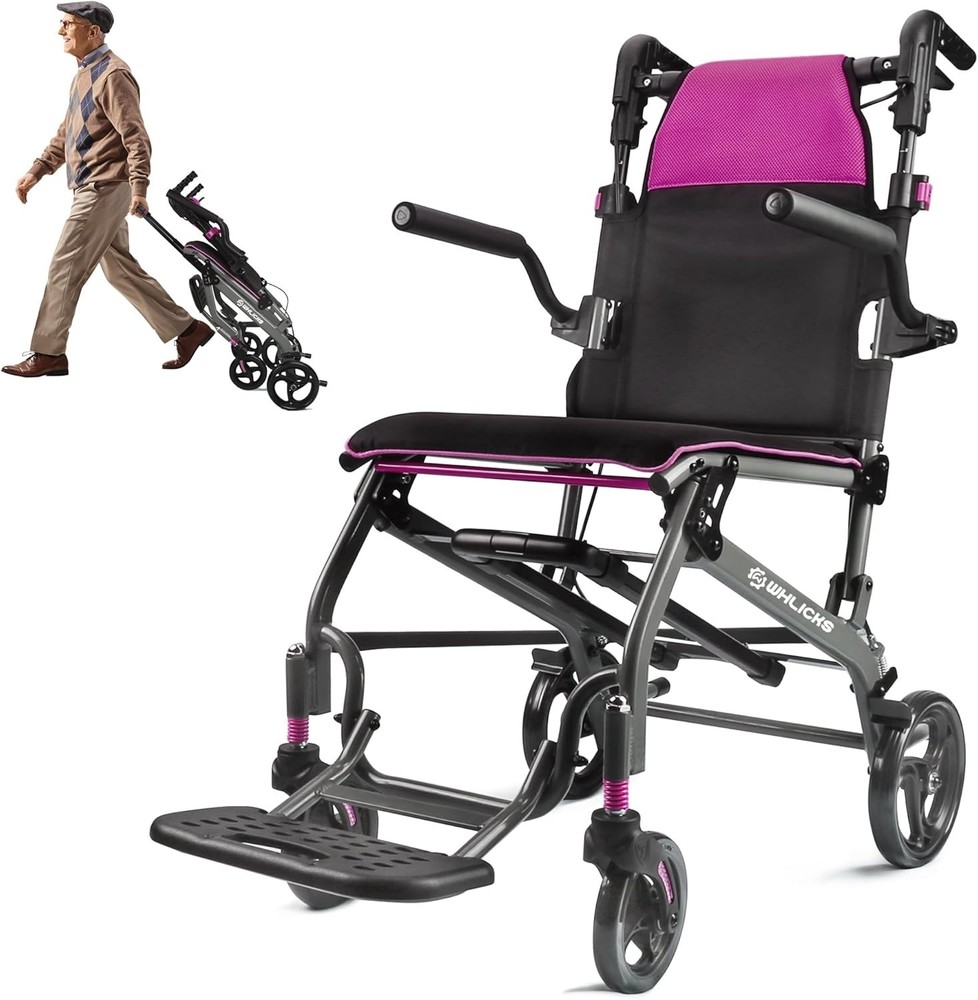 Lightweight Transport Wheelchair Foldable Travel Chair 19.4lb