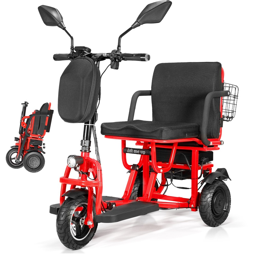 700W 3-Wheel Foldable Senior Mobility Scooter 20Miles 15mph W/O Airplane Battery