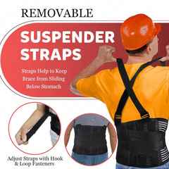 Work Back Support Belt with 2 Removable Suspender Straps, Back Posture Protector