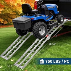 89x12in Foldable Dirt Bike Ramp w/ Rubber Tipped Hook & Safety Strap 750LB Load