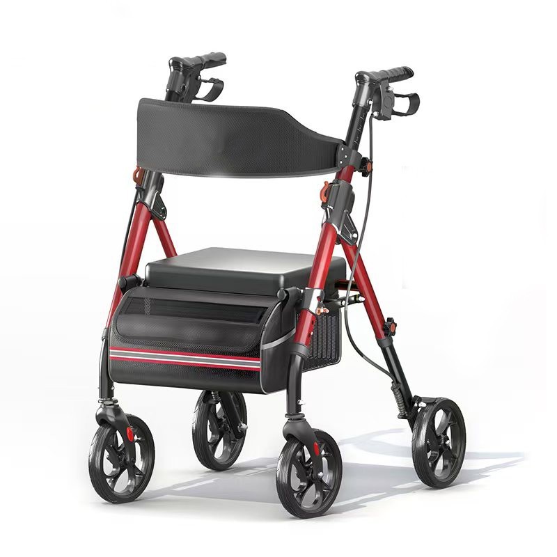 350 lbs Capacity Space Saving Folding Walker Anti-Slip Wheel Folding Walker