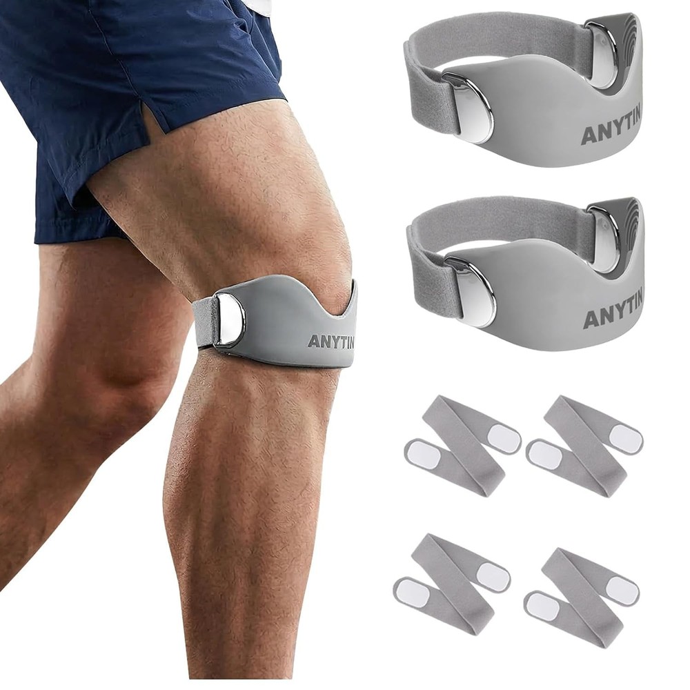 Anytin Silicone Patellar Tendon Support Strap 2 Pack, General, Grey-001