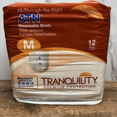 NEW Tranquility ATN Disposable Adult Diapers Briefs with Tabs 12 Count Medium
