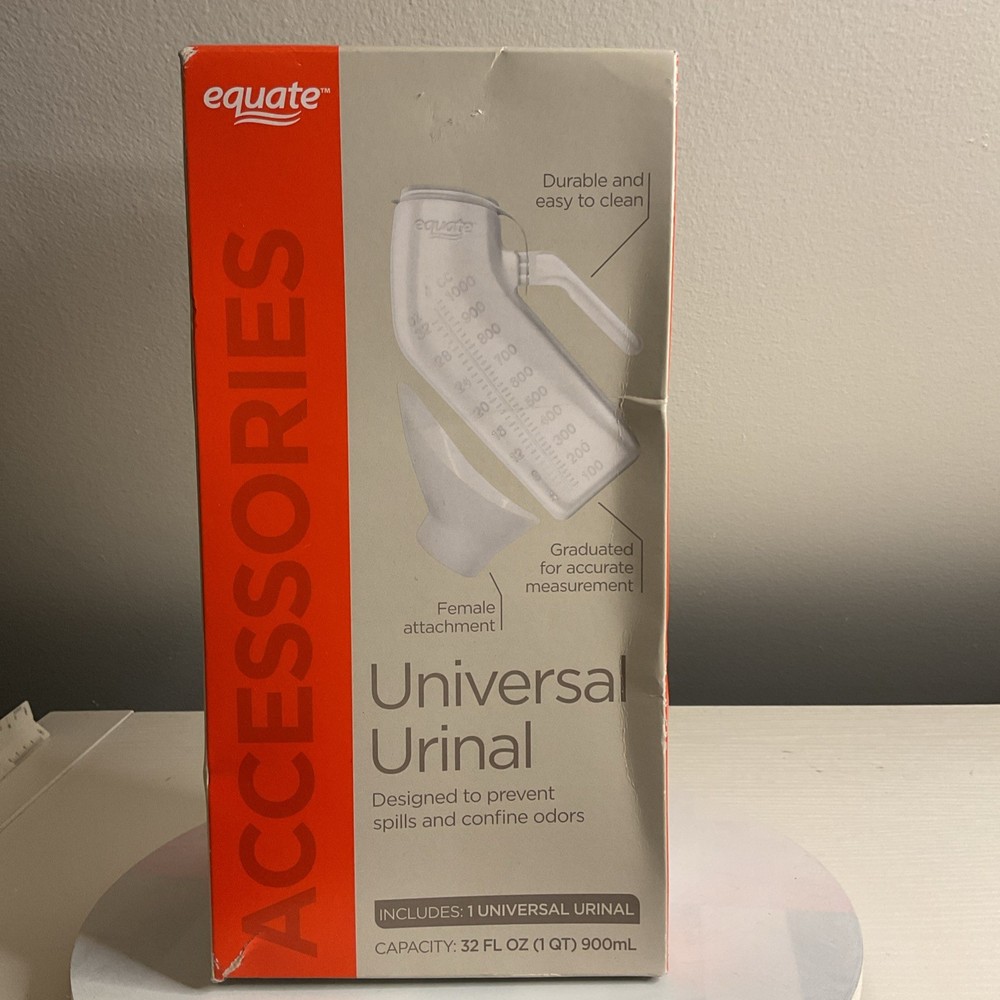 Equate Durable Urinal with Spill-Proof Lid & Measurements, Unisex, 32 fl oz