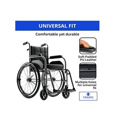 Wheelchair Arm Pads Universal Vinyl Replacement Pair w/ Hardware 14″ Black