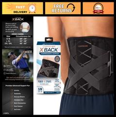 Adjustable Copper Fit X-Back Brace for Lower Back Pain Relief, Lumbar Support, S