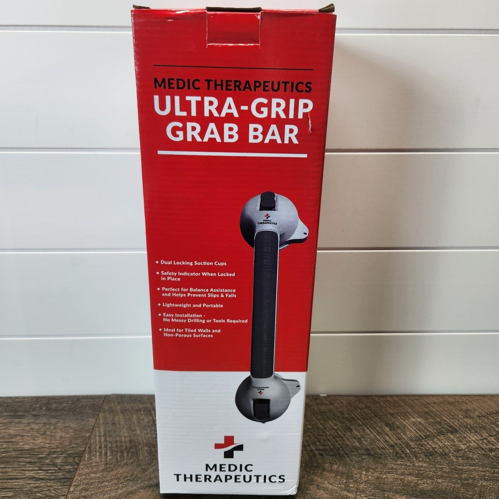 Medic Therapeutics 2 Handicapped Ultra Grip Grab Bars New Silver White Gray
