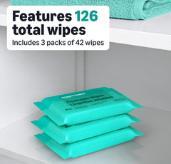 Amazon Basics Flushable Wipes, Fragrance Free, Adult Wet Wipes,126 Count (3 Pack