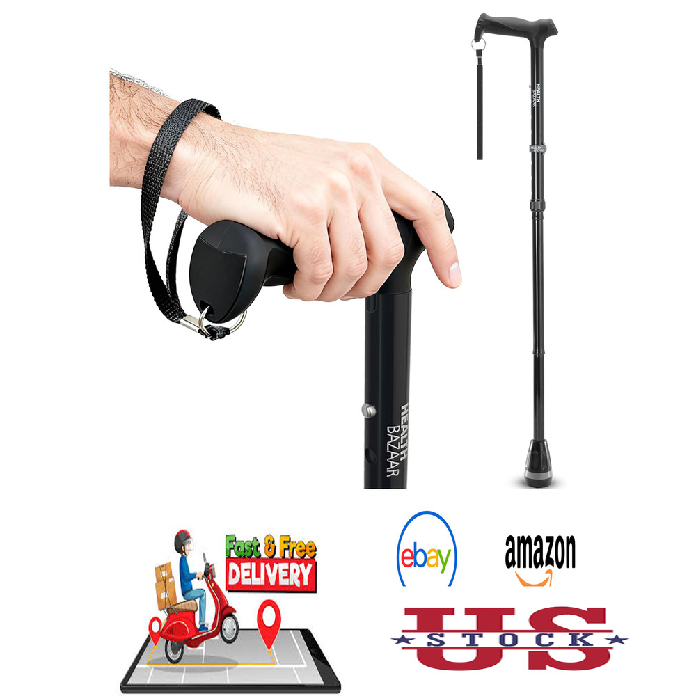 All Terrain Walking Cane for Men Women Lightweight Adjustable Shock Absorbing
