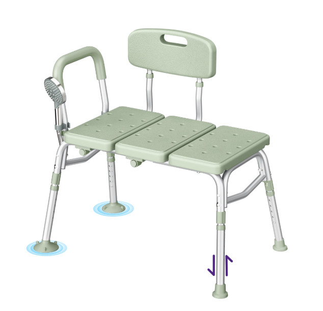 KEKOY Tub Transfer Bench Shower Chair Adjustable 400lb Non-Slip Green