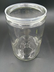 Oval Jar W/Out Imprints Clear thick Glass with metal Lid