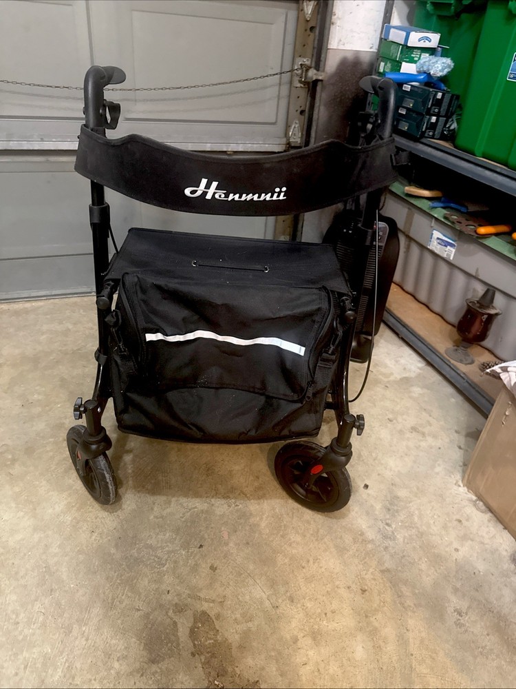 Henmnii All Terrain Rollator Walker for Seniors w/Seat 8″ Wheels – Black
