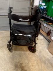 Henmnii All Terrain Rollator Walker for Seniors w/Seat 8″ Wheels – Black