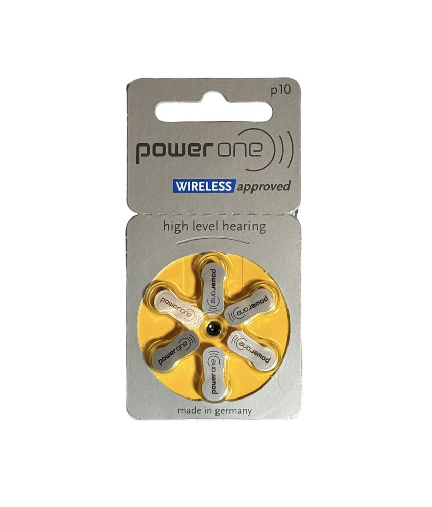 Power One Hearing Aid Batteries P10 Zinc Air Mercury Free Varta – 1 pack/6 cells