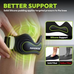 2 Pcs Patellar Tendon Support Strap, Silicone Knee Brace Adjustable, Pain Relief