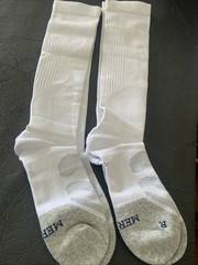 Merino Wool Compression Socks Wide Calf Arch Support Plus Size 2 Pair New White