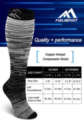 Fuelmefoot FMF Grey Gradient Compression Socks L/XL (20-30mmHg) NEW