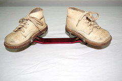 Adjustable Children’s Clubfoot Aluminum Brace with Vintage White Leather Shoes