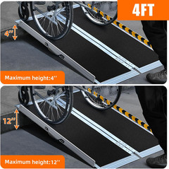4FT Long Wheelchair Ramp for High Steps & Van Loading – Extra Stable Aluminum Ra