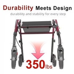 Ergonomic Handle Portable Foldable Walker Adjustable Folding Rollator With Seat