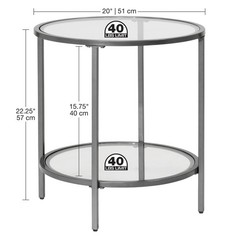 Sd Studio Designs Camber Elite Metal And Glass Round End Table 20 Inches 72055