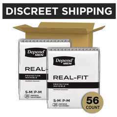 Depend Real Fit Incontinence Underwear for Men, Adult, S/M, Grey, 56 Count