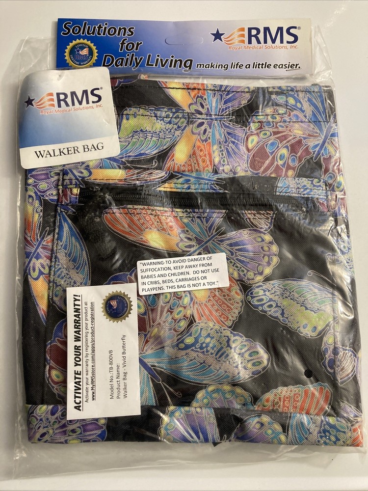 RMS Water Resistant Tote Bag for Walker and Scooter Butterfly NEW Sealed
