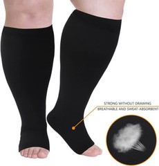 Plus Size Compression Socks Wide Calf for Women&Men Toeless Stocking for Circula
