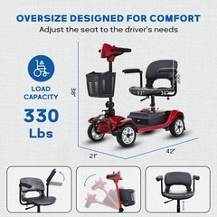 Portable 4 Wheel Mobility Scooter for Seniors 15 Mile 330 LBS ROBTWOK